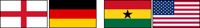 England, Germany, Ghana, United States Flags