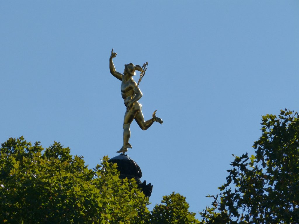Statue of Hermes in the city of Stuttgart, Germany, an inspiration for one of the most iconic brands and logos.